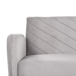 Sofa Bed Light Grey Velvet Fabric Modern Living Room 3 Seater Wooden Legs Track Arm Beliani - Sofa In Store