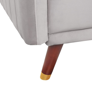 Sofa Bed Light Grey Velvet Fabric Modern Living Room 3 Seater Wooden Legs Track Arm Beliani - Sofa In Store