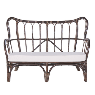 Garden Sofa Set Beige Dark Brown Rattan 2 Tables 2 Armchairs Sofa Indoor Outdoor Cushions Boho Beliani - Sofa In Store