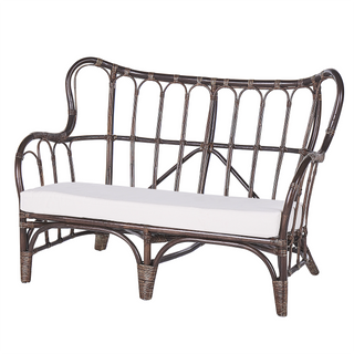 Garden Sofa Set Beige Dark Brown Rattan 2 Tables 2 Armchairs Sofa Indoor Outdoor Cushions Boho Beliani - Sofa In Store