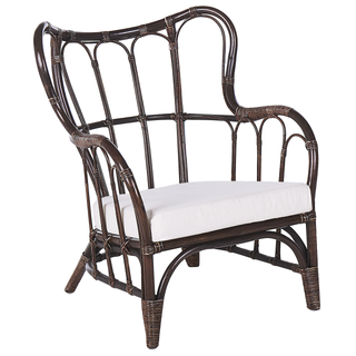 Garden Sofa Set Beige Dark Brown Rattan 2 Tables 2 Armchairs Sofa Indoor Outdoor Cushions Boho Beliani - Sofa In Store