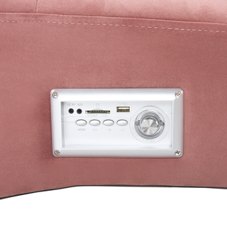 Chaise Lounge Pink Velvet Inbuilt Bluetooth Speaker USB Charger Modern Design Curved 1 Person Sofa Living Room Beliani