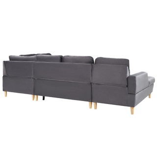 Corner Sofa Bed Grey Velvet Upholstery Storage Ottoman U-Shaped 4 Seater Modern Design Beliani - Sofa In Store