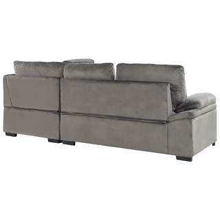Corner Sofa Bed Grey Velvet Tufted Upholstery Left Hand Sleeper Sofa with Storage Beliani - Sofa In Store