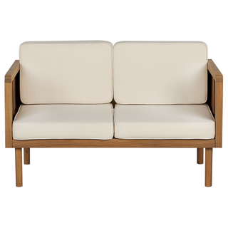 Garden Sofa Set Light Acacia Wood Light Beige Cushions Coffee Table 5 Seater Modern Design Outdoor Conversation Set Beliani - Sofa In Store