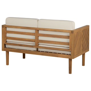 Garden Sofa Set Light Acacia Wood Light Beige Cushions Coffee Table 5 Seater Modern Design Outdoor Conversation Set Beliani - Sofa In Store