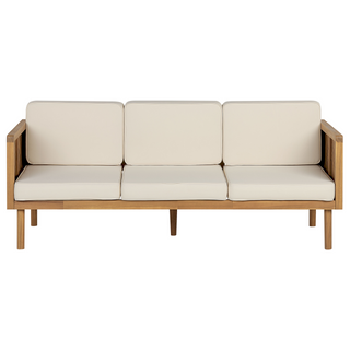 Garden Sofa Set Light Acacia Wood Light Beige Cushions Coffee Table 5 Seater Modern Design Outdoor Conversation Set Beliani - Sofa In Store