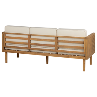 Garden Sofa Set Light Acacia Wood Coffee Table Ottoman 5 Seater Modern Design Outdoor Conversation Set Beliani - Sofa In Store