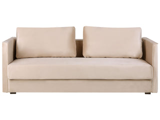 Sofa Bed Beige Velvet 3 Seater Storage Compartment Removable Cushions Modern Beliani - Sofa In Store