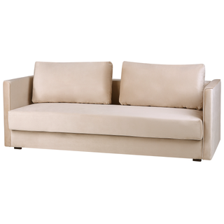 Sofa Bed Beige Velvet 3 Seater Storage Compartment Removable Cushions Modern Beliani - Sofa In Store