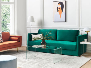 Sofa Bed Green Velvet 3 Seater Storage Compartment Removable Cushions Modern Beliani - Sofa In Store