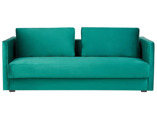 Sofa Bed Green Velvet 3 Seater Storage Compartment Removable Cushions Modern Beliani - Sofa In Store