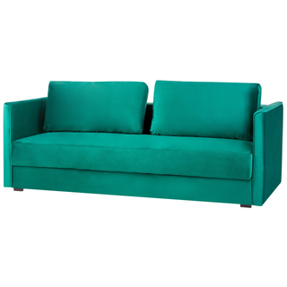 Sofa Bed Green Velvet 3 Seater Storage Compartment Removable Cushions Modern Beliani - Sofa In Store