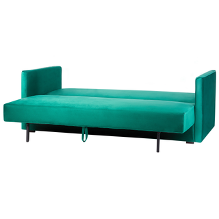 Sofa Bed Green Velvet 3 Seater Storage Compartment Removable Cushions Modern Beliani - Sofa In Store