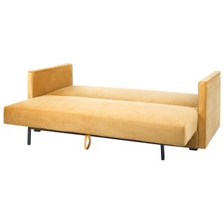 Sofa Bed Yellow Velvet 3 Seater Storage Compartment Removable Cushions Modern Beliani - Sofa In Store