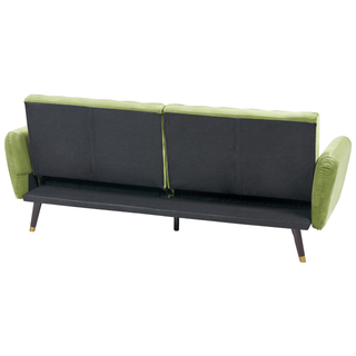 Sofa Bed Olive Green Sleeper Convertible Velvet Upholstery Elegant Glam Modern Living Room Bedroom Beliani