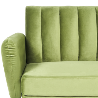 Sofa Bed Olive Green Sleeper Convertible Velvet Upholstery Elegant Glam Modern Living Room Bedroom Beliani