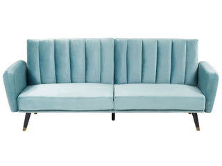 Sofa Bed Light Blue Sleeper Convertible Velvet Upholstery Elegant Glam Modern Living Room Bedroom Beliani - Sofa In Store
