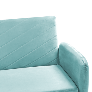 Sofa Bed Light Blue Velvet Fabric Modern Living Room 3 Seater Wooden Legs Track Arm Beliani - Sofa In Store