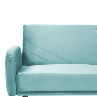 Sofa Bed Light Blue Velvet Fabric Modern Living Room 3 Seater Wooden Legs Track Arm Beliani - Sofa In Store