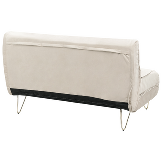 Sofa Bed Beige Velvet 2 Seater Fold-Out Sleeper Armless With 2 Cushions Metal Gold Legs Glamour Beliani - Sofa In Store