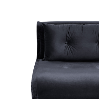 Small Sofa Bed Black Velvet 1 Seater Fold-Out Sleeper Armless With Cushion Metal Gold Legs Glamour Beliani