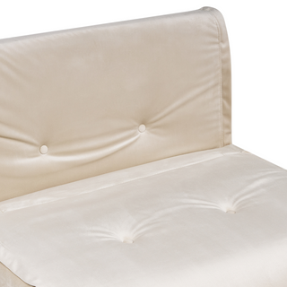 Small Sofa Bed Beige Velvet 1 Seater Fold-Out Sleeper Armless With Cushion Metal Gold Legs Glamour Beliani