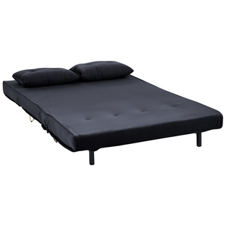 Sofa Bed Black Velvet 2 Seater Fold-Out Sleeper Armless With 2 Cushions Metal Gold Legs Glamour Beliani - Sofa In Store