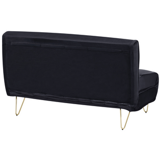 Sofa Bed Black Velvet 2 Seater Fold-Out Sleeper Armless With 2 Cushions Metal Gold Legs Glamour Beliani - Sofa In Store