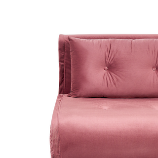 Sofa Bed Pink Velvet 2 Seater Fold-Out Sleeper Armless With 2 Cushions Metal Gold Legs Glamour Beliani