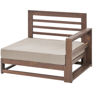 Garden Sofa Set Dark Wood  and Taupe Acacia Wood Outdoor 5 Seater 2 Sofas with Coffee Table Cushions Modern Design Beliani