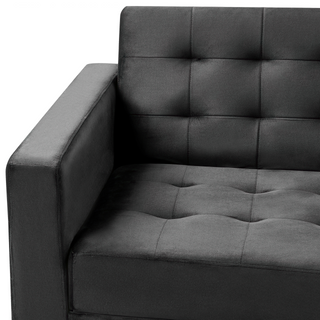 Sofa Bed Black Velvet Tufted Fabric Modern Living Room Modular 3 Seater Gold Legs Track Arm Beliani - Sofa In Store