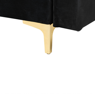 Corner Sofa Bed Black Velvet Tufted Fabric Modern L-Shaped Modular 4 Seater Left Hand Chaise Longue Beliani - Sofa In Store
