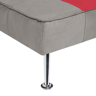 Sofa Bed Grey and Red 3-Seater Velvet Patchwork Upholstery Click Clack Beliani