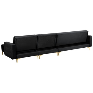 Corner Sofa Bed Black Velvet Tufted Fabric Modern L-Shaped Modular 5 Seater Left Hand Chaise Longue Beliani - 386661 - Sofa In Store