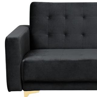 Corner Sofa Bed Black Velvet Tufted Fabric Modern L-Shaped Modular 5 Seater Left Hand Chaise Longue Beliani - 386661 - Sofa In Store