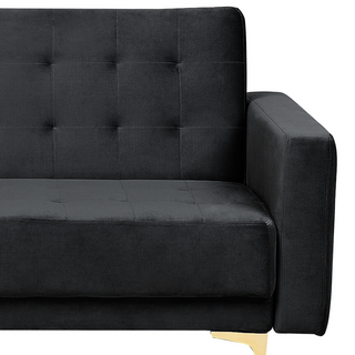 Corner Sofa Bed Black Velvet Tufted Fabric Modern L-Shaped Modular 5 Seater Left Hand Chaise Longue Beliani - 386680 - Sofa In Store