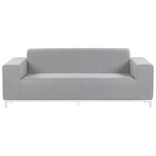 Garden Sofa Set Light Grey Fabric Upholstery White Aluminium Legs with Ottoman 5 Seater Weather Resistant Outdoor Beliani - Sofa In Store
