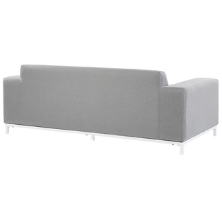 Garden Sofa Set Light Grey Fabric Upholstery White Aluminium Legs with Ottoman 5 Seater Weather Resistant Outdoor Beliani - Sofa In Store
