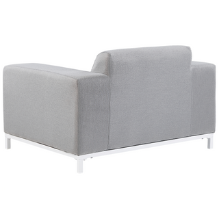 Garden Sofa Set Light Grey Fabric Upholstery White Aluminium Legs with Ottoman 5 Seater Weather Resistant Outdoor Beliani - Sofa In Store