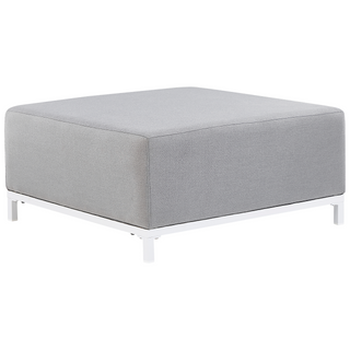 Garden Sofa Set Light Grey Fabric Upholstery White Aluminium Legs with Ottoman 5 Seater Weather Resistant Outdoor Beliani - Sofa In Store