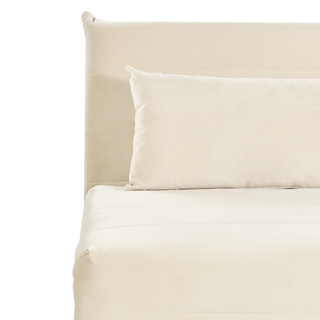 Small Sofa Bed Cream Velvet Fabric Wooden Legs 1 Seater Fold-Out Sleeper Armless with Cushion Scandinavian Modern Design Beliani - Sofa In Store