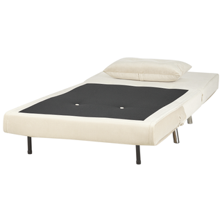 Sofa Bed Cream Velvet Fabric Upholstery Single Sleeper Fold Out Chair Bed with Cushion Modern Design Beliani - Sofa In Store