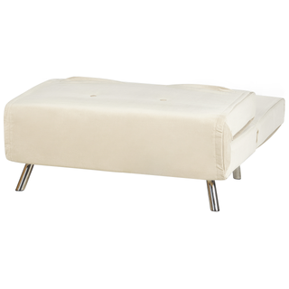 Sofa Bed Cream Velvet Fabric Upholstery Single Sleeper Fold Out Chair Bed with Cushion Modern Design Beliani - Sofa In Store
