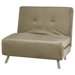 Sofa Bed Olive Green Velvet Fabric Upholstery Single Sleeper Fold Out Chair Bed with Cushion Modern Design Beliani