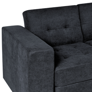 Sectional Sofa Bed Black Fabric Storage Ottoman Pull Out Drawers Click Clack Drop Down Tray Cup Holder Beliani - Sofa In Store
