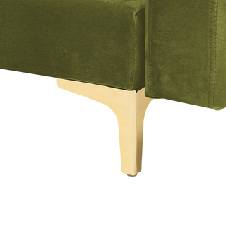 Corner Sofa Bed Green Velvet Tufted Fabric Modern L-Shaped Modular 4 Seater Right Hand Chaise Longue Beliani