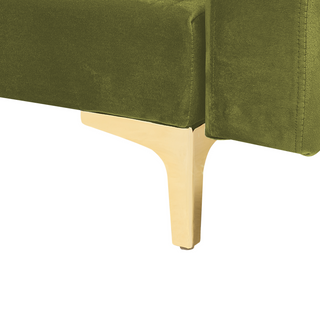 Corner Sofa Bed Green Velvet Tufted Fabric Modern L-Shaped Modular 5 Seater Right Hand Chaise Longue Beliani - Sofa In Store