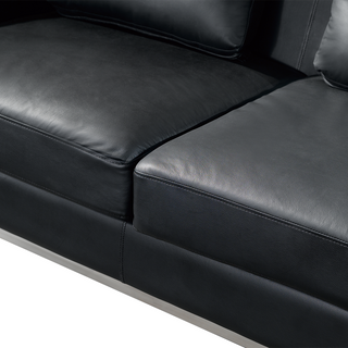 Corner Sofa Black Leather Upholstered with Ottoman L-shaped Left Hand Orientation Beliani