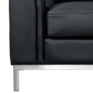 Corner Sofa Black Leather Upholstered with Ottoman L-shaped Left Hand Orientation Beliani